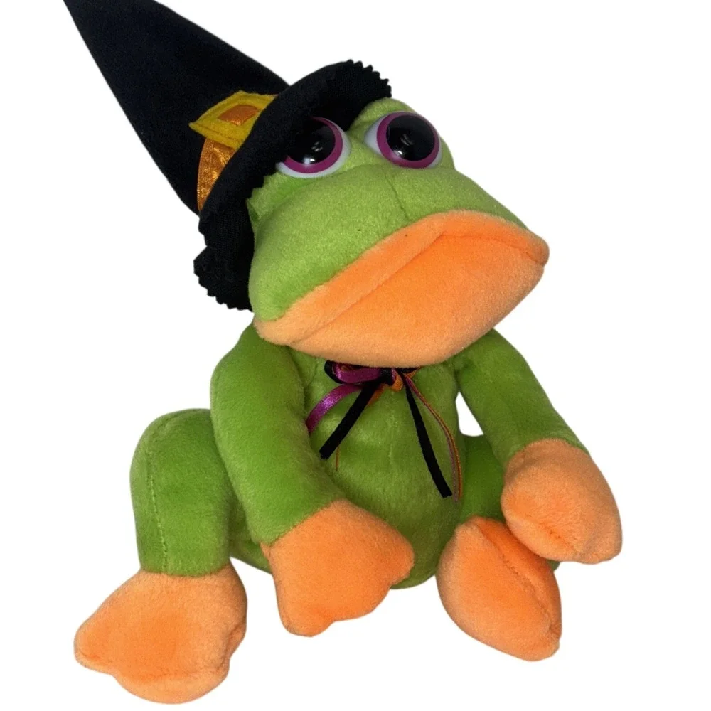 Dan Dee Frog Wearing Witch Hat, Talking Singing‎ Plush Toy  Works, RARE!